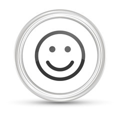 Weißer Button - Smiley lächelt