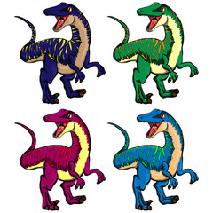 Isolated illustration set of a cartoon dinosaurs.