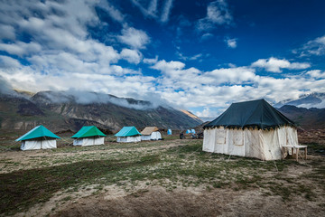 Fototapeta na wymiar Tent camp in Himalayas