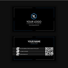 Modern Creative and Clean Business Card Template with blue dark color