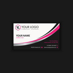 Modern Creative and Clean Business Card Template with pink black color