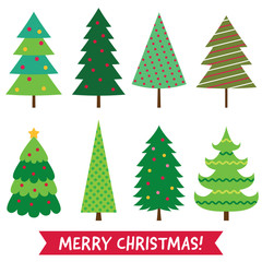 Christmas trees, isolated vector set