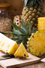 pineapple on the wood  background