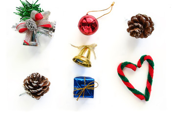 Christmas ornament and decoration on white background