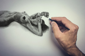 drawing naked girl