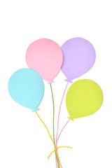 Pastel balloon paper cut on white background - isolated