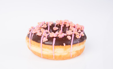 chocolate donuts on a white background