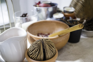 Seed and dry herbs room decoration