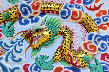 chinese dragon on the wall of shrine