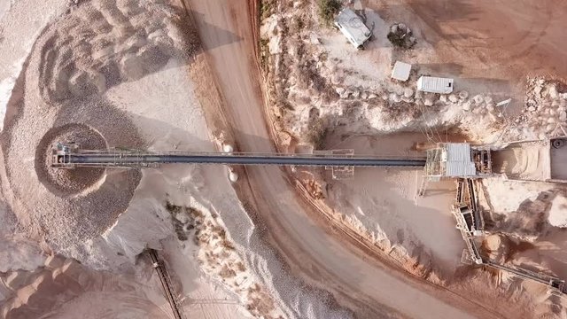 Large Quarry during work hours - Aerial footage