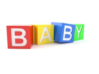 Baby text from toy blocks
