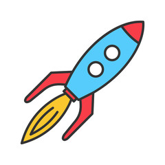 Toy rocket color icon