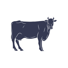 Cow Silhouette isolated on White Background. Vector