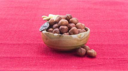 nuts. hazelnuts on the background