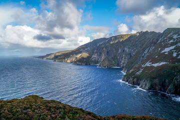 The cliffs of Slieve League on the northern coast of Ireland in Donegal County.