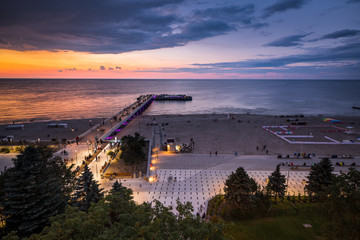 Fototapeta premium Baltic sea during sunset. Polish coast 