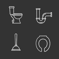 Plumbing chalk icons set