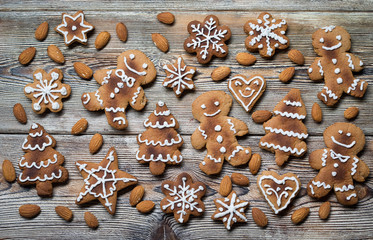 Christmas cookies on a wooden