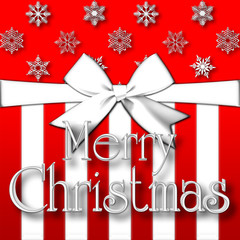 Stock Illustration - White Merry Christmas, 3D Illustration, Colors Red and White.