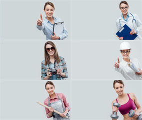 Collage of professional workers portraits