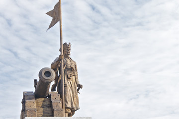 Monument to the ataman of the Zaporizhzhya Sich, Ivan Sirko, October 23, 2017 in Kharkov, Ukraine