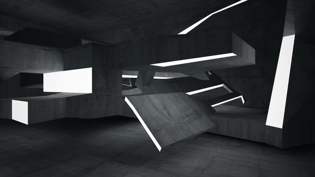 Empty dark abstract concrete room smooth interior. Architectural background. 3D animation and rendering. Part 4 