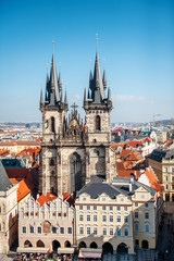 Obraz premium Prague, Czech Republic - Church of Mother of God before Tyn panoramic view