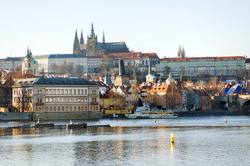 Prague, Czech Republic - panoramic view of the Castle and Vltava river