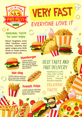 Fast food restaurant and pizzeria poster template