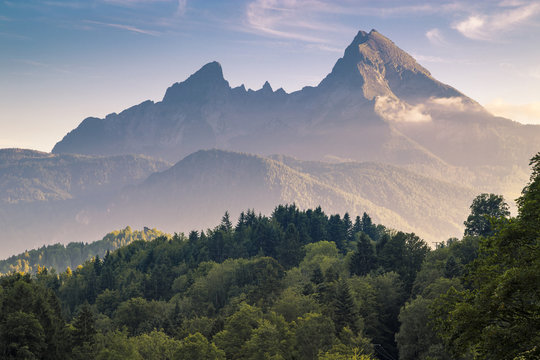 Mount Watzmann during sunset, Berchtesgaden, Berchtesgaden Land, Bayern, Germany.