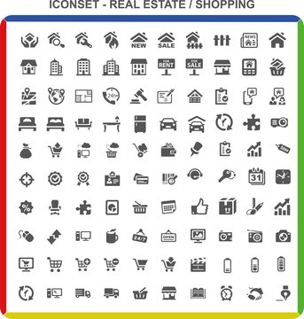 Iconset Piktogramme - Real Estate Shopping