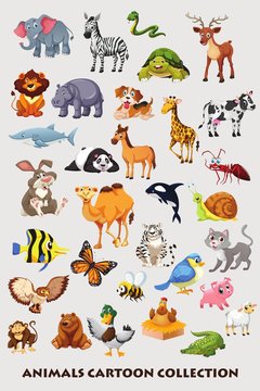 Animals cartoon collection for kids.
