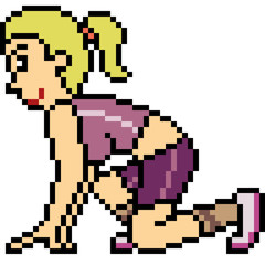 Fototapeta premium vector pixel art running sport