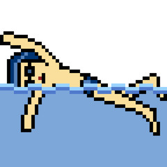 Fototapeta premium vector pixel art swim sport