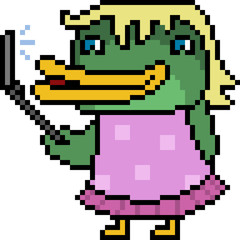 Obraz premium vector pixel art duck selfie