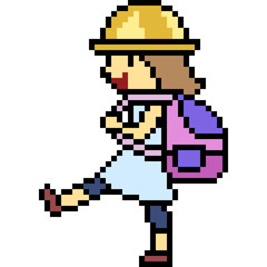 Obraz premium vector pixel art kid walk