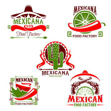 Mexican cuisine restaurant icon, fast food design