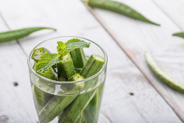 Fresh Green Okra ( Abelmoschus esculentus )