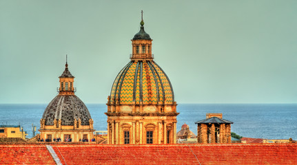 The domes of San Giuseppe dei Teatini and Santa Caterina Churches in Palermo, the capital of Sicily - Italy