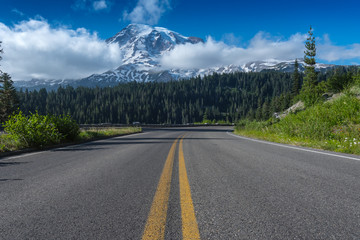 Road Leading Toward Mount Rainier