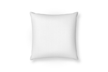 Canvas pillow mockup. White blank cushion isolated background. Top view