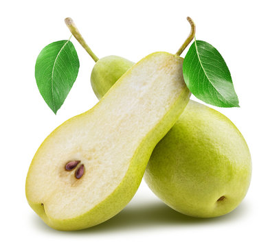 Fresh pears isolated on white background