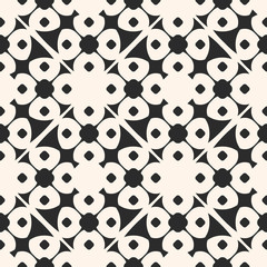 Vector geometric floral ornamental seamless pattern with rounded shapes, circles