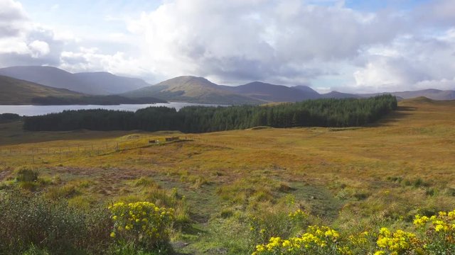 Wind and Clouds in Glen Coe Valleys in Scotland in Autumn