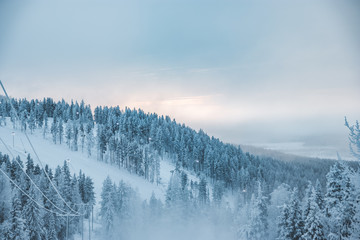 Snowy mountains in lapland