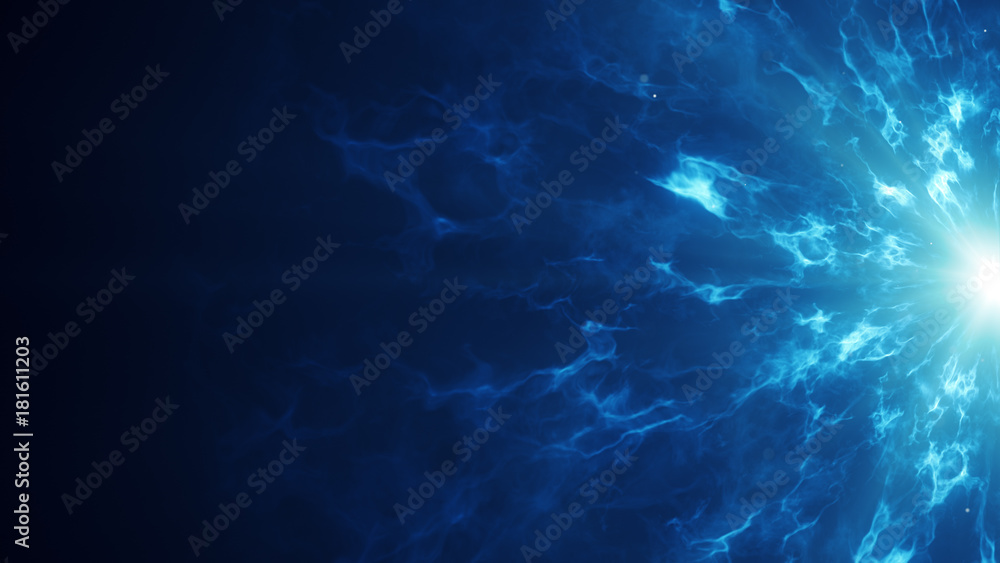 Wall mural blue fractal clouds on edge abstract sci-fi background