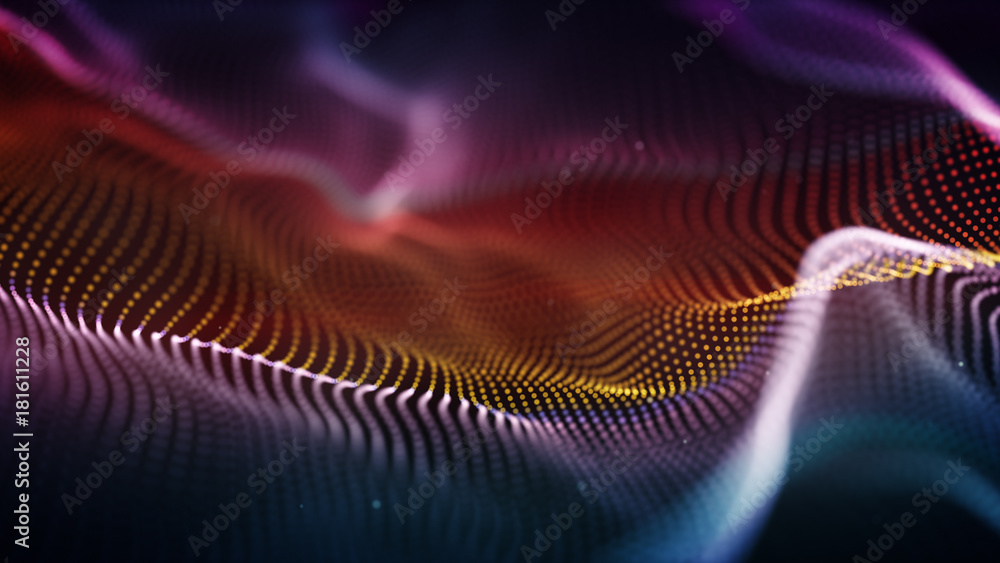 Poster colorful cyber surface futuristic 3d rendering with dof