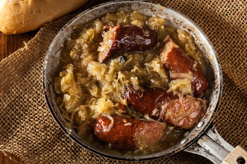 Sauerkraut braised with sausages