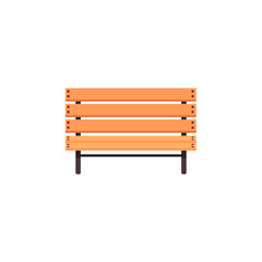 vector flat cartoon style urban cityscape object - wooden park outdoor bench. Isolated illustration on a white background.