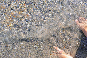 Background with sea beach. Close-up. Summer. The sun. Rest

